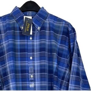 NEW Polo Ralph Lauren Mens XXL 100% Cotton Long Sleeve Button Down Blue Plaid